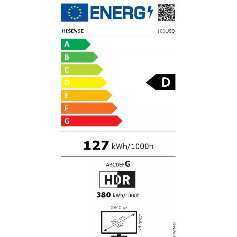 TV Hisense 100U8Q 100 cali (253 cm) 4K ULED Smart TV Mini LED, VIDAA, Wi‑Fi, DVB-T2/C/S2, czarny/szary
