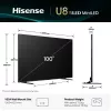 TV Hisense 100U8Q 100 cali (253 cm) 4K ULED Smart TV Mini LED, VIDAA, Wi‑Fi, DVB-T2/C/S2, czarny/szary