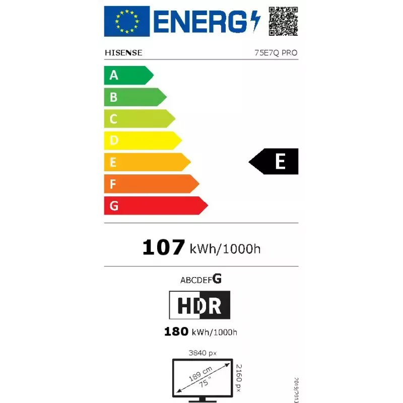 TV Hisense E7Q PRO 75E7Q PRO 75 cali (190,5 cm) QLED Pro 4K Ultra HD Smart TV, Direct-LED, 385 cd/m², VIDAA, Czarny