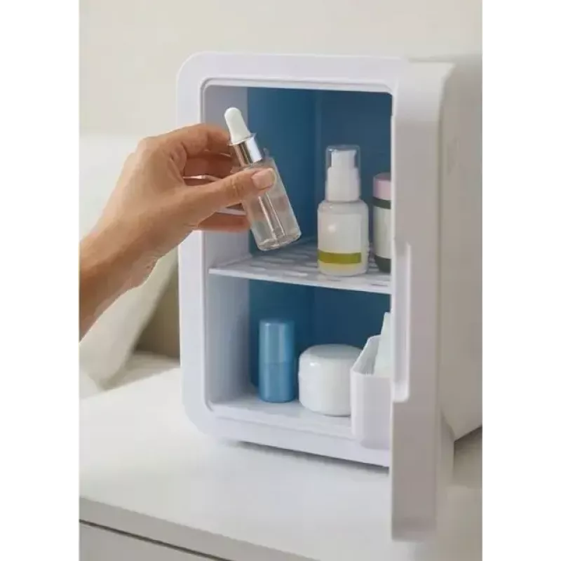 Mini lodówka z podświetlanym lusterkiem do makijażu Elle ESDAF01WHEU 6 L biała