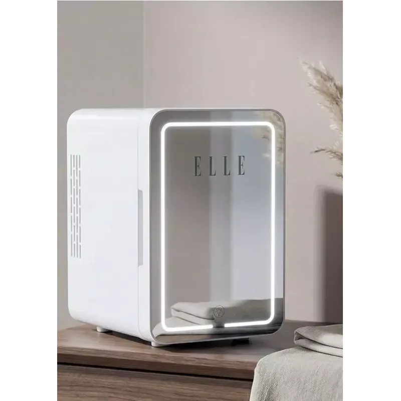 Mini lodówka z podświetlanym lusterkiem do makijażu Elle ESDAF01WHEU 6 L biała