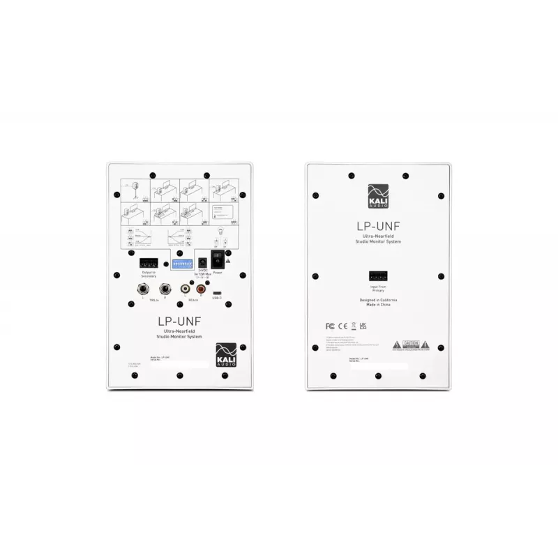 Podstawki bliskiego pola Kali Audio LP-UNF WH do monitorów studyjnych/biurkowych, białe, z Bluetooth
