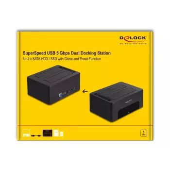 Obudowa HDD/SSD DeLOCK 64187 Czarna 2.5/3.5 cala 5 Gbit/s