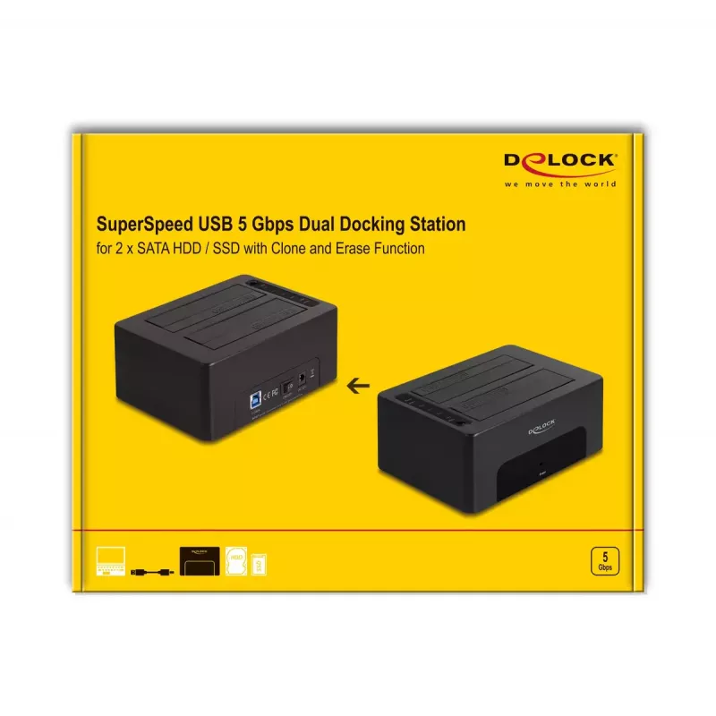 Obudowa HDD/SSD DeLOCK 64187 Czarna 2.5/3.5 cala 5 Gbit/s
