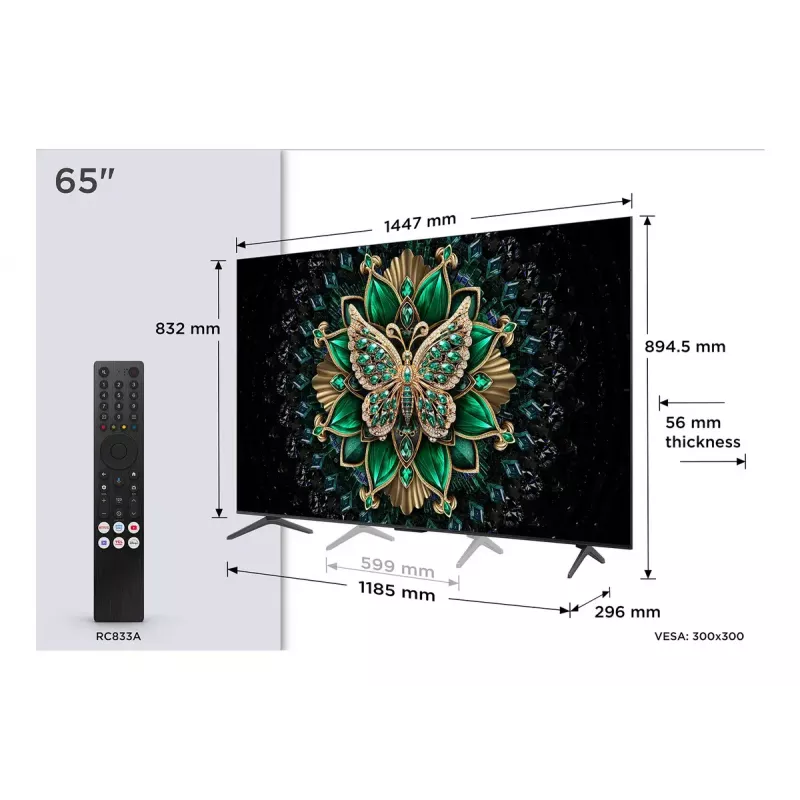 TCL C6K 65C6K Telewizor 165,1 cm (65 cali) 4K Ultra HD Smart TV Wi-Fi Metaliczny