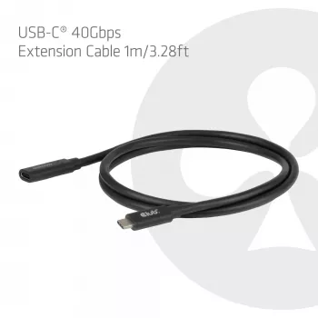 Przedłużacz USB-C 40Gbps 1 m — club 3d, USB C na USB C, czarny