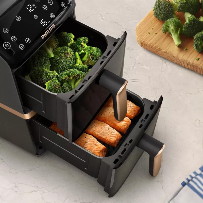 Philips 4000 series Dual Stack Airfryer Vertical Basket 10L Wolnostojąca 2750 W Frytkownica powietrzna Czarna