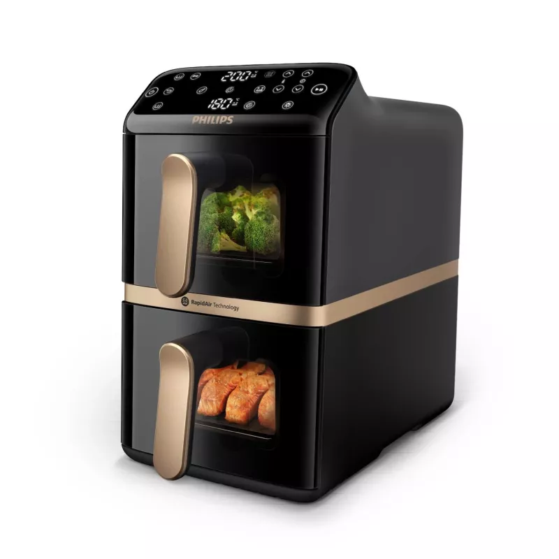 Philips 4000 series Dual Stack Airfryer Vertical Basket 10L Wolnostojąca 2750 W Frytkownica powietrzna Czarna