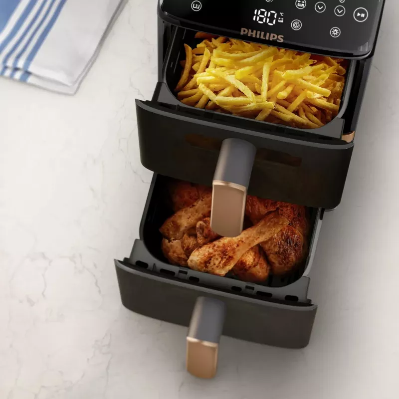 Philips 4000 series Dual Stack Airfryer Vertical Basket 10L Wolnostojąca 2750 W Frytkownica powietrzna Czarna