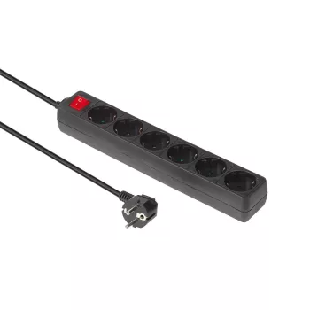 Microconnect GRU0063B przedłużacz zasilający 3 m 6 gniazd AC Wewnętrzny Czarny