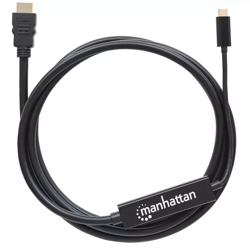 Kabel Manhattan USB-C do HDMI, 4K@30Hz, 2m, czarny, męski na męski, trzyletnia gwarancja