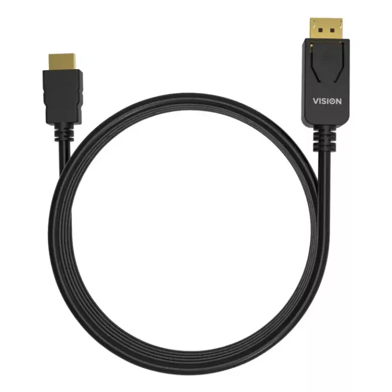 Kabel wideo adaptera VISION TC 2MDPHDMI8K/BL — 2 m DisplayPort na HDMI, 6 mm, Czarny