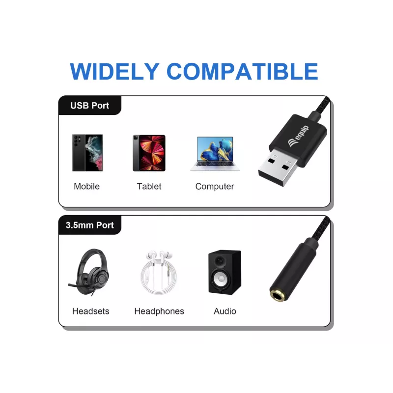Equip 147945 kabel audio 0,15 m 3,5 mm USB Typ-A czarny