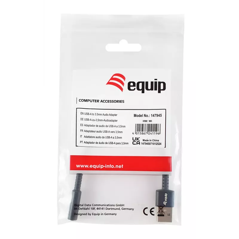 Equip 147945 kabel audio 0,15 m 3,5 mm USB Typ-A czarny