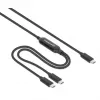 Manhattan, kabel ładujący, Dual USB-C do USB-C, 100 W, 2 m, męski na dwa męskie, inteligentny kabel rozdzielający moc, ładuje dwa urządzenia z jednego portu USB-C PD, dostarcza do 100 W dla pojedynczego ładowania oraz do 70 W + 28 W dla podwójnego ładowania, pleciona osłona, aluminiowa wtyczka, czarny