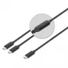 Manhattan, kabel ładujący, Dual USB-C do USB-C, 100 W, 2 m, męski na dwa męskie, inteligentny kabel rozdzielający moc, ładuje dwa urządzenia z jednego portu USB-C PD, dostarcza do 100 W dla pojedynczego ładowania oraz do 70 W + 28 W dla podwójnego ładowania, pleciona osłona, aluminiowa wtyczka, czarny