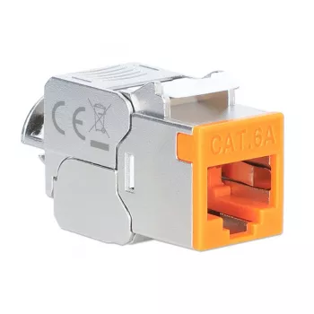 Intellinet Cat6a 10G Shielded Toolless cienki Keystone Jack, pomarańczowy