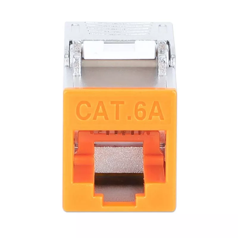 Intellinet Cat6a 10G Shielded Toolless cienki Keystone Jack, pomarańczowy
