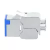Intellinet Cat6a 10G Ekranowane Bezbarzędziowe Wąskie Złącze Keystone, Płaskie, Niebieskie, RJ-45, IDC, Żeńskie, Złote