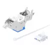 Intellinet Cat6a 10G Ekranowane Bezbarzędziowe Wąskie Złącze Keystone, Płaskie, Niebieskie, RJ-45, IDC, Żeńskie, Złote