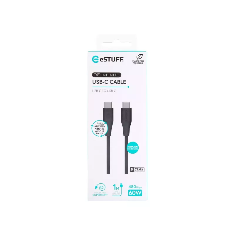 eSTUFF ES604180 kabel USB 2.0 1 m USB C Czarny