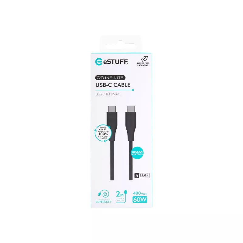 eSTUFF ES604280 kabel USB 2.0 2 m USB C Czarny