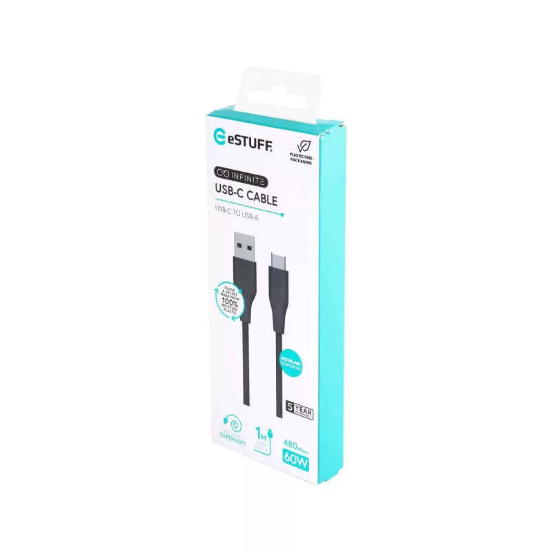 eSTUFF ES605180 kabel USB 2.0 1 m USB C USB A Czarny