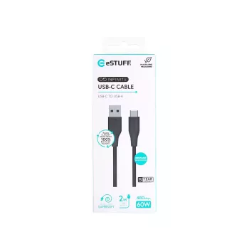 eSTUFF ES605280 Kabel USB 2.0 2 m USB C USB A Czarny
