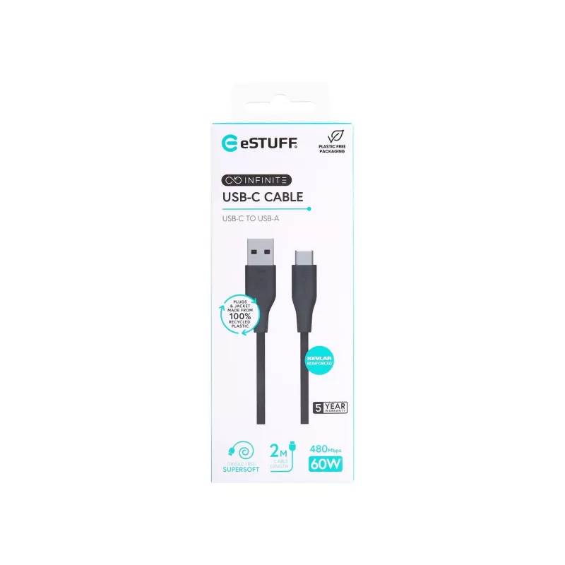eSTUFF ES605280 Kabel USB 2.0 2 m USB C USB A Czarny