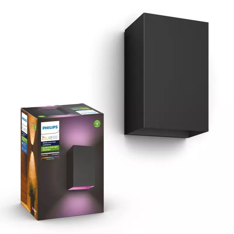 Oświetlenie zewnętrzne ścienne Philips Hue biały and colour ambience Resonate LED czarny
