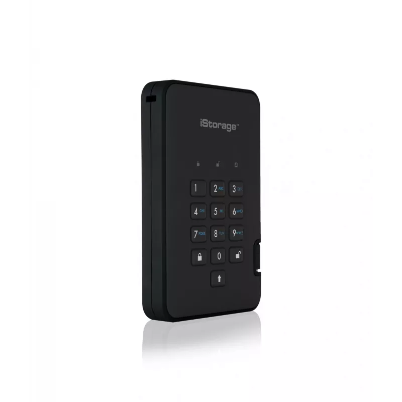 iStorage diskAshur² HDD 5TB Czarny | Bezpieczny przenośny dysk twardy | 256-bitowe szyfrowanie sprzętowe AES-XTS | Ochrona kodem PIN | Niezależny od systemu operacyjnego i platformy | Zgodny z TAA | Ochrona przed atakami siłowymi | Odporny na kurz/wodę