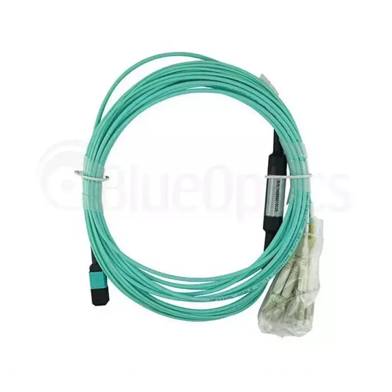 Kabel światłowodowy BlueOptics 9380014-10M MPO do 4x LC, 10 m, OM3, aqua