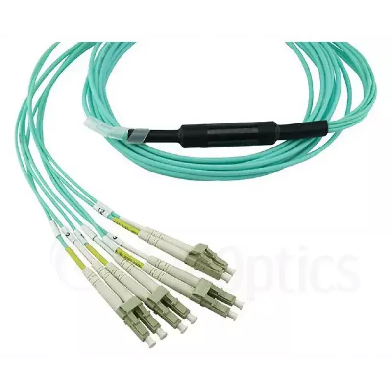 Kabel światłowodowy BlueOptics 9380014-10M MPO do 4x LC, 10 m, OM3, aqua