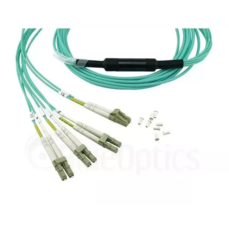 Kabel światłowodowy BlueOptics 9380014-10M MPO do 4x LC, 10 m, OM3, aqua