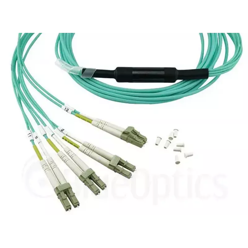 Kabel światłowodowy BlueOptics OCTCABLE10M-SR 10 m OM3 MPO na 4×LC Aqua