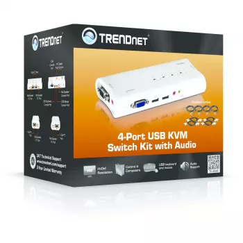Przełącznik KVM Trendnet TK-409K USB VGA 2048x1536 1,6m przewodowy niebieski