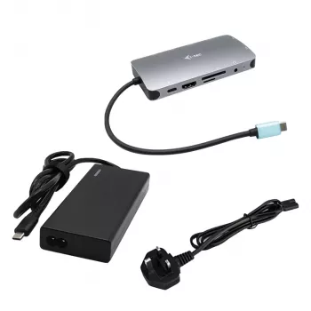 i-tec Metal USB-C Nano Dock HDMI/VGA z LAN + uniwersalna ładowarka 77 W