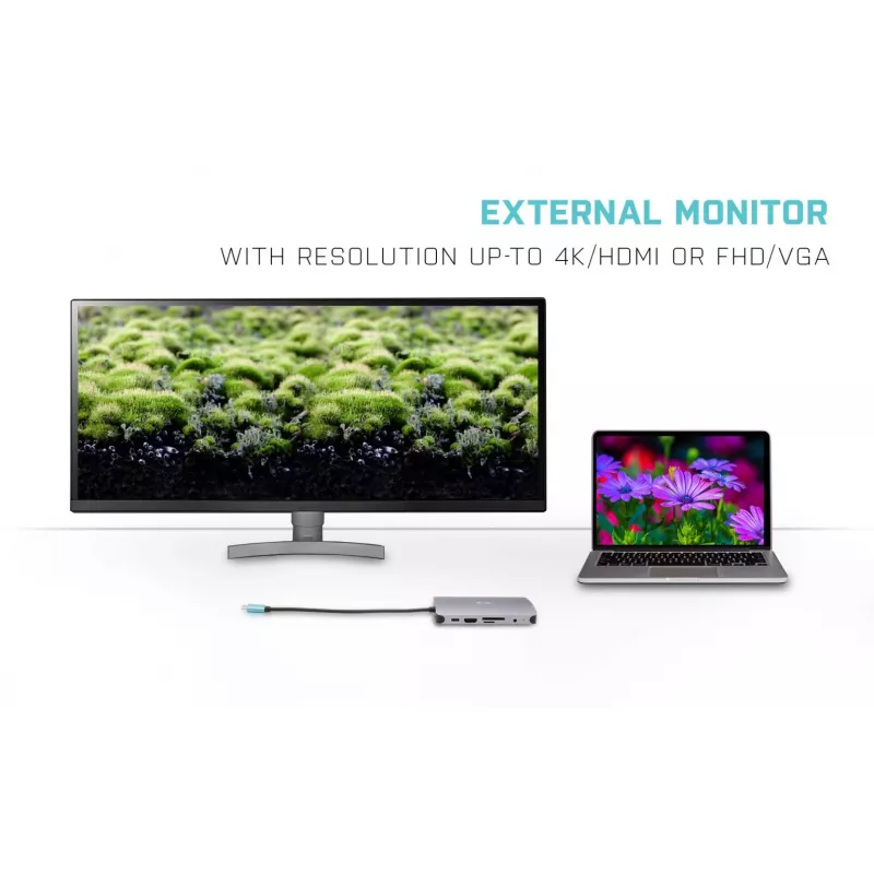 i-tec Metal USB-C Nano Dock HDMI/VGA z LAN + uniwersalna ładowarka 77 W