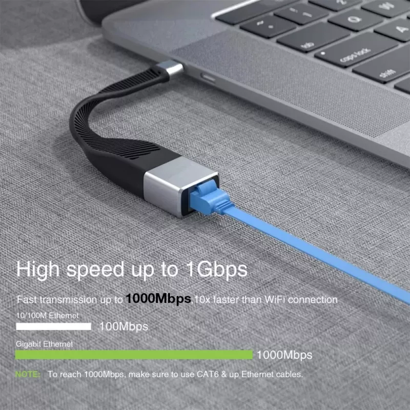 Kabel sieciowy Techly ICOC USBC-RJ45 Czarny 0,144 m