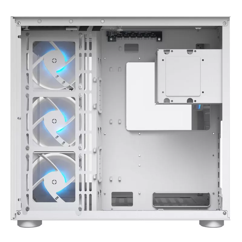 Obudowa midi tower Cougar FV150 ARGB biały — ATX/Micro-ATX/Mini-ITX, 3x120mm przód, 1x120mm tył, 2x3.5 cala + 2x2.5 cala zatoki, USB 3.2 Gen1