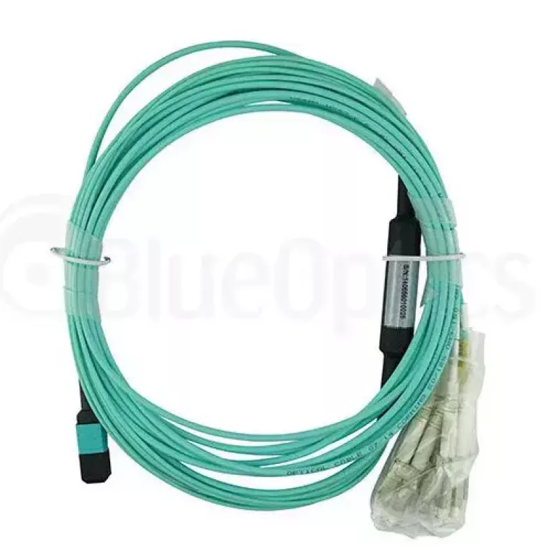 Kabel światłowodowy BlueOptics MC6709309-010-BO 10 m OM3 MPO na 4×LC (50 µm) aqua