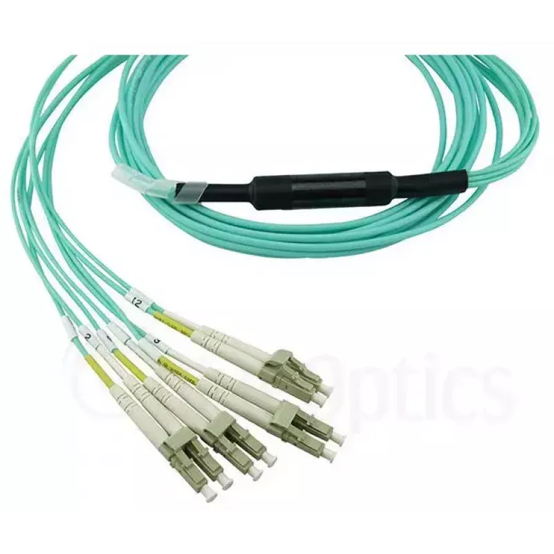 Kabel światłowodowy BlueOptics MC6709309-010-BO 10 m OM3 MPO na 4×LC (50 µm) aqua