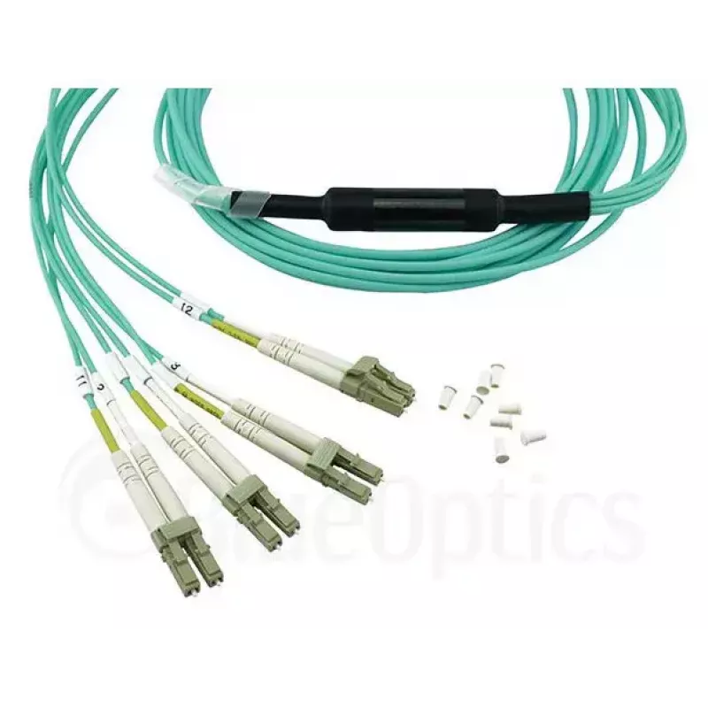 Kabel światłowodowy BlueOptics MC6709309-010-BO 10 m OM3 MPO na 4×LC (50 µm) aqua