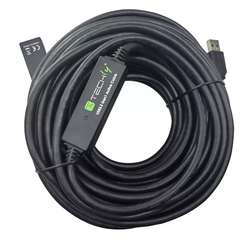 Kabel USB Techly ICUR30200G USB 3.2 Gen 1 (3.1 Gen 1) 20 m USB A Czarny