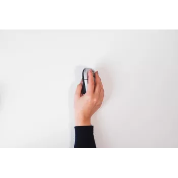 BakkerElkhuizen Grip mysz Wireless, dla prawej ręki, konstrukcja pionowa, optyczna, RF Wireless, 1600 DPI, czarny, srebrny