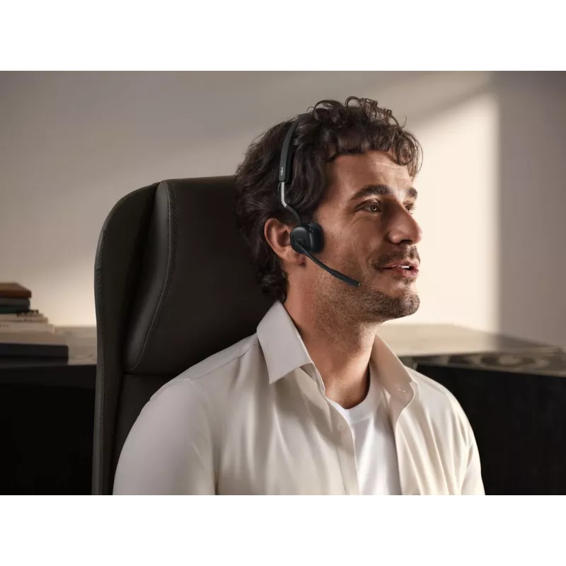SHOKZ OpenMeet UC bezprzewodowy zestaw słuchawkowy Bluetooth z przewodnictwem kostnym do wideokonferencji z adapterem USB-C