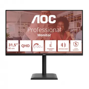 Monitor AOC E4 Q32E4U 80 cm (31,5 cala) 2560 x 1440 pikseli Quad HD LED Czarny