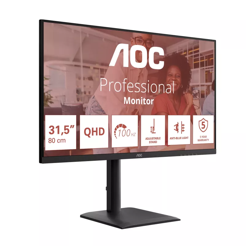 Monitor AOC E4 Q32E4U 80 cm (31,5 cala) 2560 x 1440 pikseli Quad HD LED Czarny