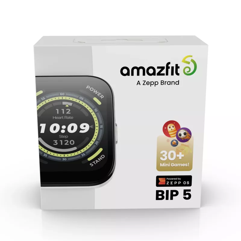 Amazfit Bip 5 4,85 cm (1,91 cala) TFT 45,9 mm Cyfrowy 320 x 380 pikseli Dotykowy Biały GPS (satelitarny)