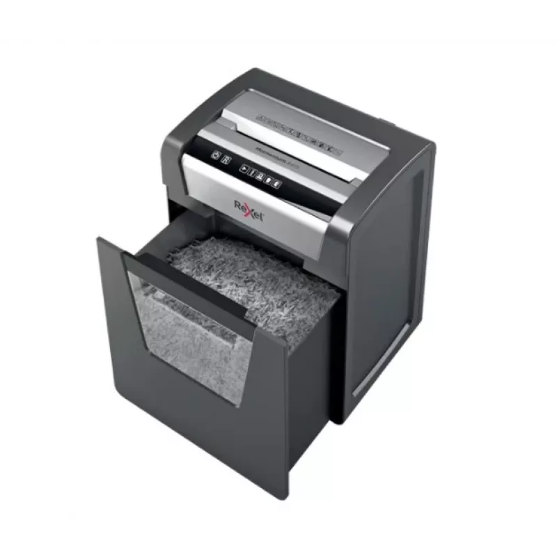 Rexel Momentum M510 Niszczarka do papieru z mikrocięciem P5, cięcie mikrocząsteczkowe, 2 x 15 mm, kosz 23 L, 250 arkuszy, 58 dB, Przyciski